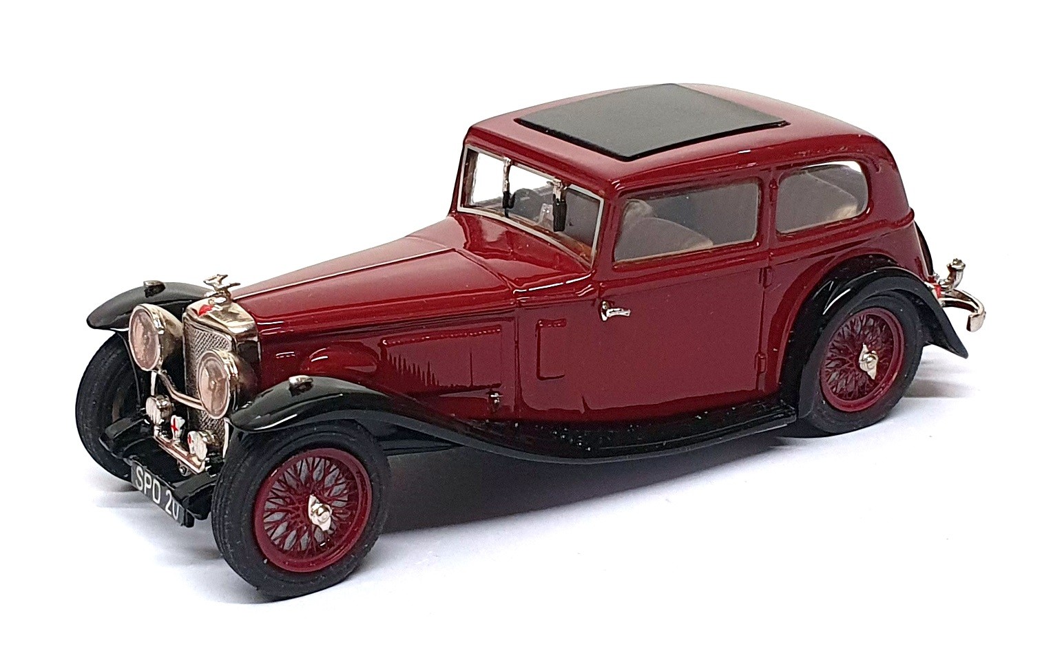 J&M Classics 1/43 Scale JM80 - 1933 Alvis Speed 20 Saloon V/Plas - Maroon/Black