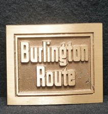 WJ05156 NOS VINTAGE 1970s BURLINGTON ROUTE RAILROAD SOLID BRASS BELT BUCKLE