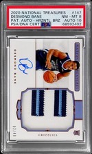 2020 National Treasures Desmond Bane #147 PSA 8 RC AUTO 2/49 Basketball NM-MT