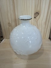 Antique Victorian Embossed Round White Milk G...