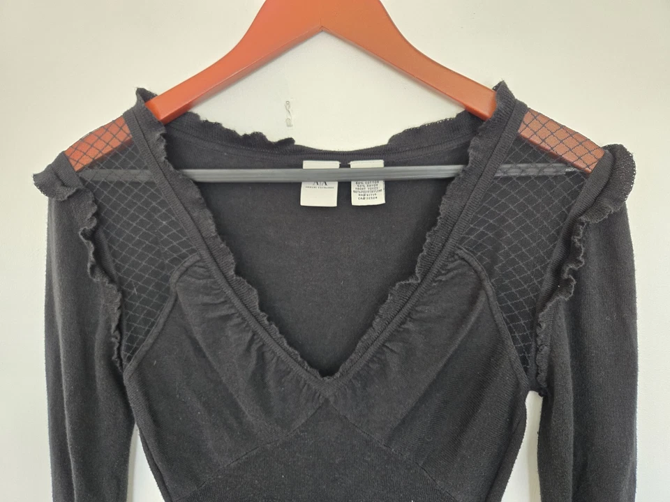 Camisa Armani Exchange Mujer M Negra Bruja Gótica Transparente Babydoll Y2k Vamp Años 90 Foto 2 de 4