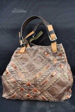 Borsa Donna Vera Pelle Pitonata Marrone 33x19x25 Cm