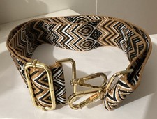 Adjustable Detachable Purse Strap Black Gold White Geometric Buckle 23 -43