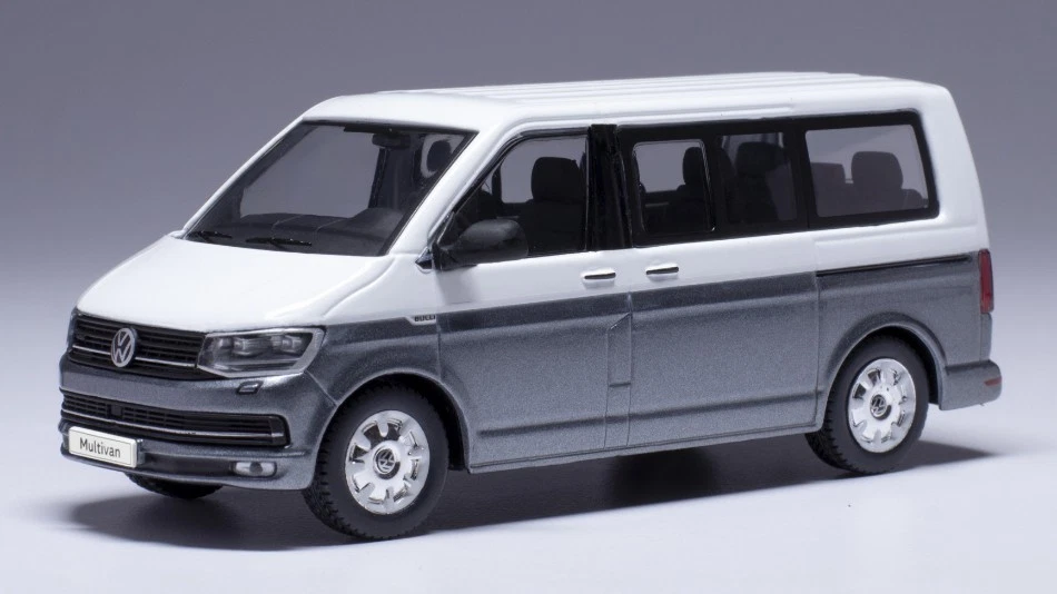 MODELLINO FURGONE STATICO IXO VW T6 MULTIVAN 2017 GRIGIO BIANCO SCALA 1:43 - Immagine 4 di 4