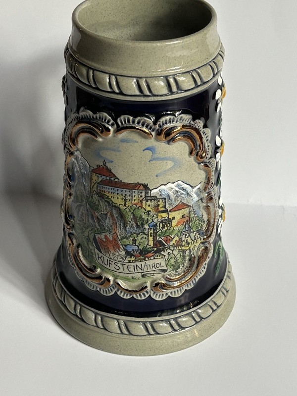 ORIG 708 KING 10 1/2 GERMANY BEER STEIN HANDARBEIT HANDPAINTED KUFSTEIN/TIROL