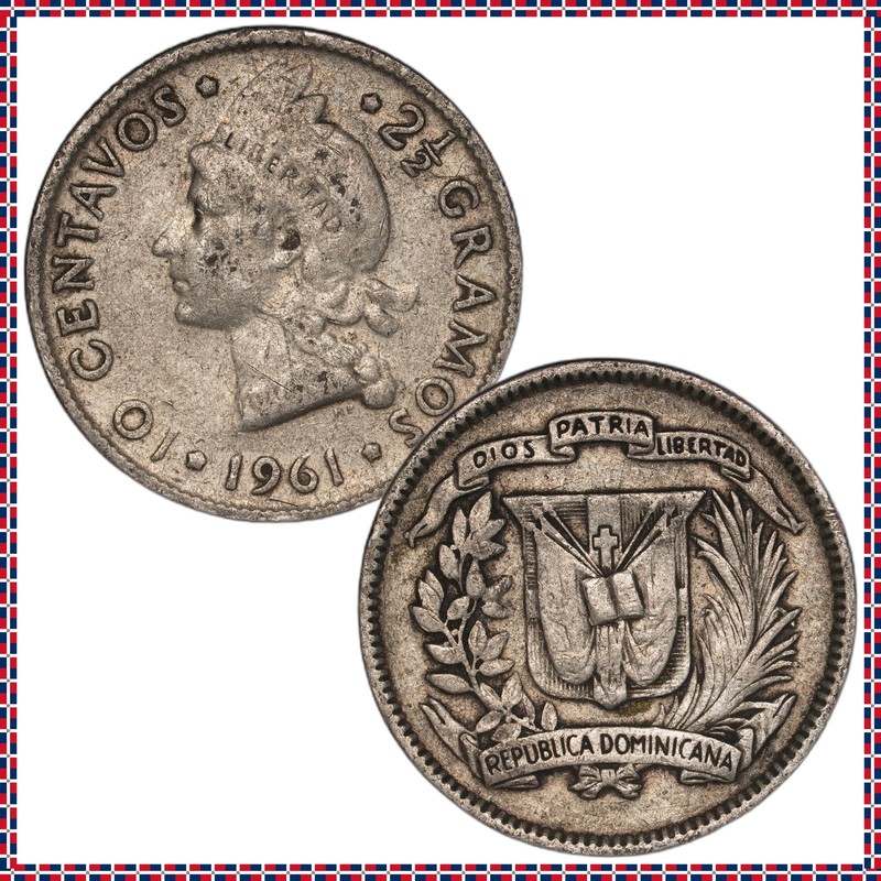 Dominican Republic - 10 Centavos - 1961 - KM#19 - Silver .900 - 0.072 ASW