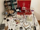 Vtg 100 + pieces  Costume Jewelry box lot  #s signed &unsigned + Native American