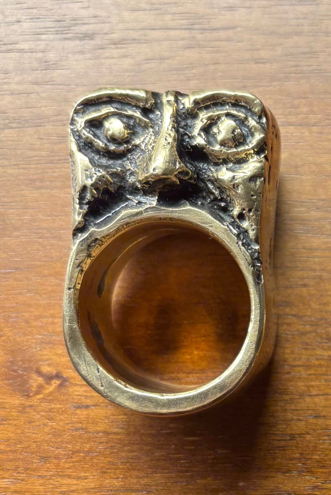 Brass Statement Ring Gold Rectangular Face Design… - image 1