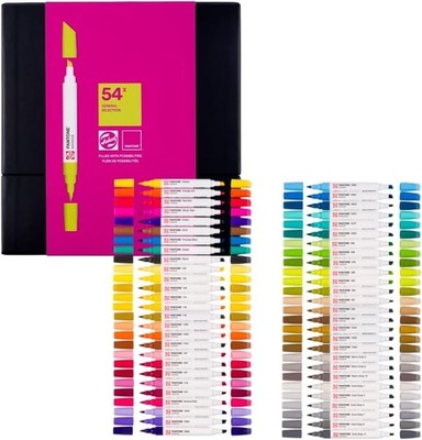 Talens  Marker 54er Set | Dual-Tip-Stift mit Pinselspitze und Keilspitze