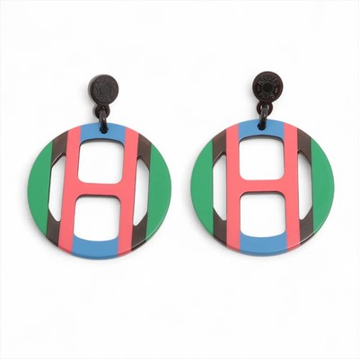Hermès H Equip Piercing jewelry (for both ears) Metal x buffalo horn Multicolor