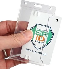 10 Pack Vertical Hard Plastic ID Badge Holders Clear