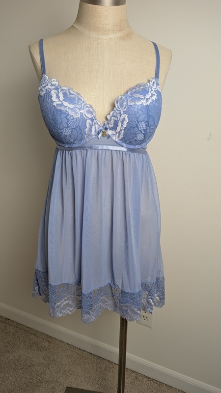Lace Lingerie Babydoll - Blue