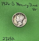 1926-S Mercury Dime 10c VG Very Good 90% Silver