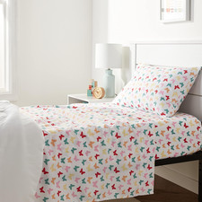 Kids Twin Sheet Set 3 Piece Butterfly Print Soft Bedding Easy Wash Colorful