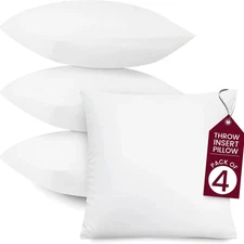 Throw Pillows Insert Cushion Pack of 4 Ultra Soft Bed & Couch Sofa Decor Pillows