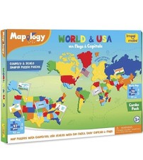 Mapology World Jigsaw Puzzle 78 Country Shaped Pieces Flags Capitals Age NEW