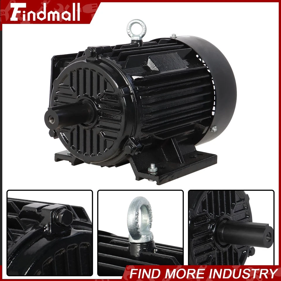 5 HP 3 Phase Electric Motor 1800RPM 184T Frame TEFC 230/460 Volt Severe Duty - Image 4 of 4