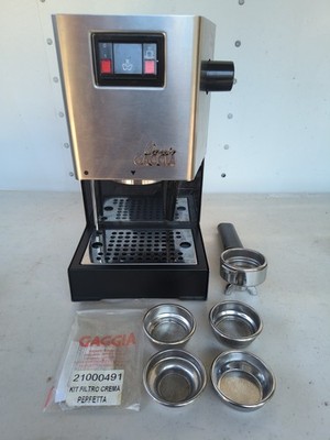 Gaggia Classic Espresso Coffee Maker Stainless 2011 SIN035 Filtro Crema Perfetta