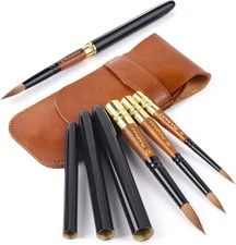 Travel Watercolor Brushes, Fuumuui 3Pcs Plein Air Elegant Sable Water Color Brus