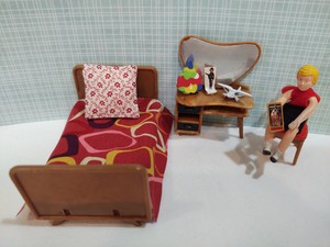 BLUE BOX BEDROOM SET /BOY DOLL Small Scale Vintage ...