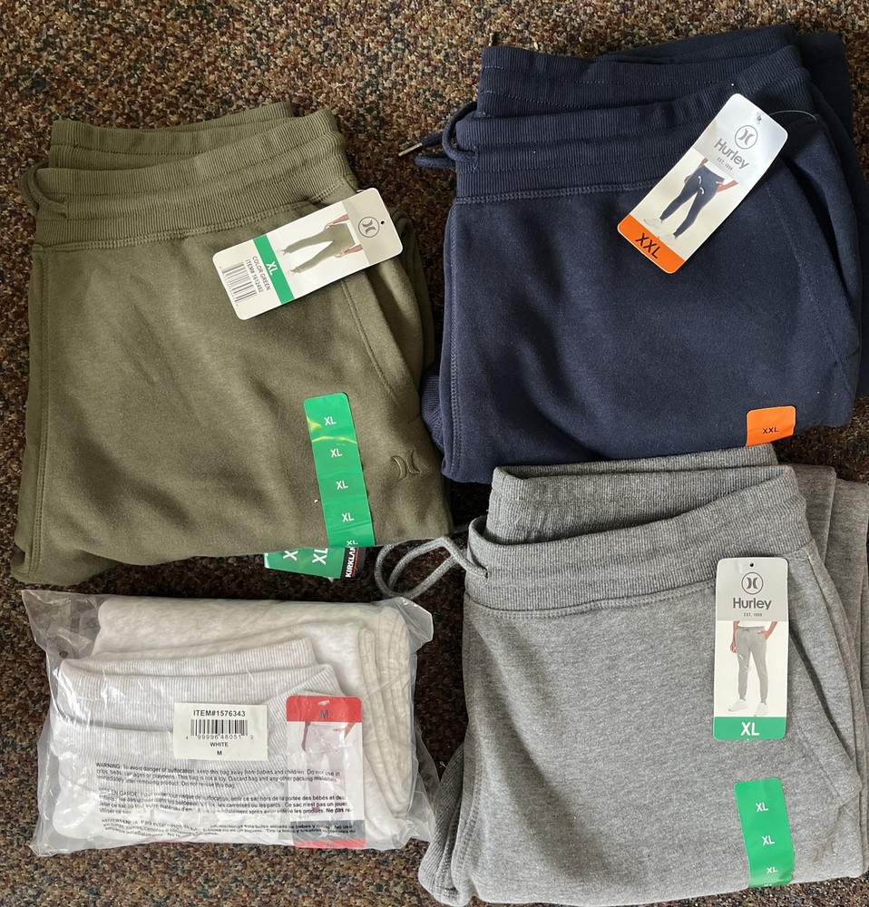 Hurley Mens Fleece Joggers in Blue Gray Green White Sizes M XL XXL