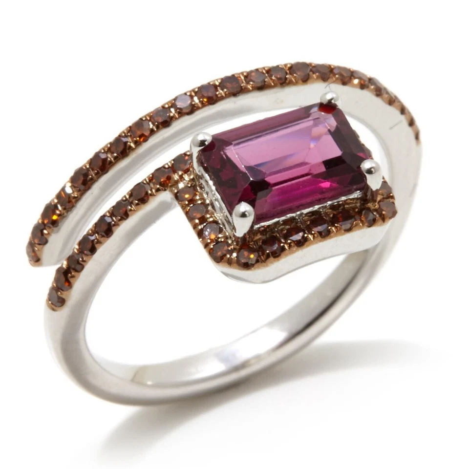 Rarities Womens Sterling Silver Purple Garnet Red Diamond Wrap Style Ring Size 8 - Image 3 of 4