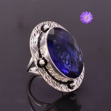 Blue Tanzanite Gemstone 925 Sterling Silver Handmade Jewelry Ring Gift For Her