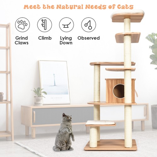Cat Tree Scratcher Tower Kitten Condo House Activity Center Scratching Posts - Picture 7 of 12