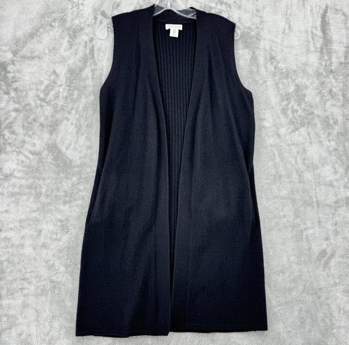 Adrienne Vittadini Sweater Womens Medium Cashmere Vest Cardigan Minimalist Cozy