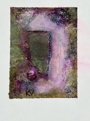 Mixed Media Mini Painting Ink Metallic Powders and Dyes Kathryn Vaughn Easter
