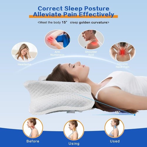 Almohada cervical alivio del dolor ajustable ergonómico espuma viscoelástica contorno soporte de cama - Imagen 5 de 7