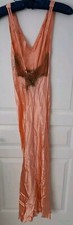 Fredericks of Hollywood HARRIET LINE RARE PEACH SILK LACE X-BACK LONG GOWN NWT