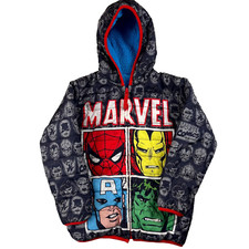 Youth Medium Reversible Jacket Multicolor Marvel AOP Sherpa Hooded Full Zip