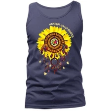 Autism Awareness Sunflower Dream Catcher Graphic Tank Top