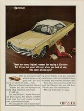 1966 Chrysler Newport Yellow White Top Book Smarts Woman Logic Vintage Print Ad 1966 Chrysler Newport Yellow White Top Book Smarts Woman Logic Vintage Print Ad