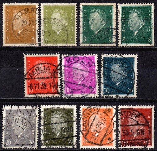 GERMANY 1928/1932 - Lot of 11 Used Friederich Ebert Stamps #DR2