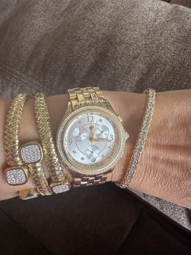 Stunning Michele Belmore Diamonds Gold Watch 37mm Case