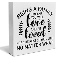 Being a Family' Decorative Wooden Box Sign Rustic Block Plaque Wall Decor