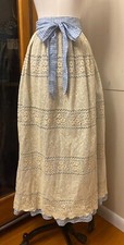 Vintage Maxi Wrap Skirt Sm Prairie Cottage Blue Gingham w/Lace Over Ellen Tracy