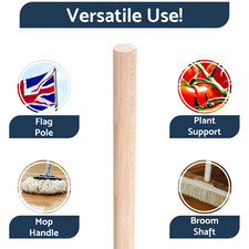 120cm Long Wooden Broom Sweeping Brush Mop Wood Handles Shaft Stick Shank Pole