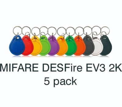 DESFire EV3 2K NFC #3 Key Fob Tag ABS Waterproof Multi Color (5 pack)