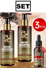 PURC Pure Biotin Shampoo and Conditioner For Thicker Hair + Hair Growth Oil