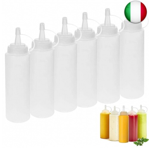 Bottiglia Squeeze di Plastica, 6pcs 8oz Bottiglia per Squeeze con Tappi,