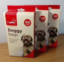 3x pack 100 My Pets essentials Doggy Bags Dog Poop Pet Cat Puppy Poo waste bags