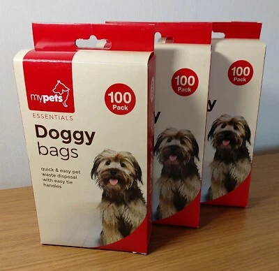 3x pack 100 My Pets essentials Doggy Bags Dog Poop Pet Cat Puppy Poo waste bags