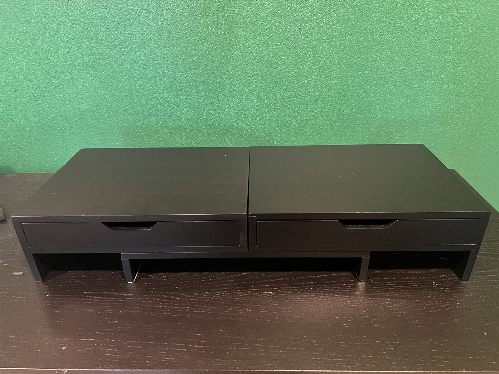 Monitor Stand with 2 Drawers for Desk, Bamboo Dual Riser BLACK-image