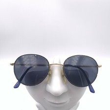 Vintage Van Heusen Rachel Blue Gold Metal Oval Sunglasses France FRAMES ONLY