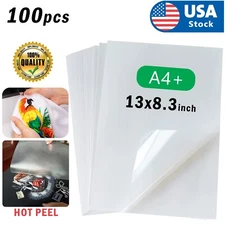 US A4+L 100 Sheets 13"x8.3" DTF Transfer Film Matte with Rough Back HOT Peel