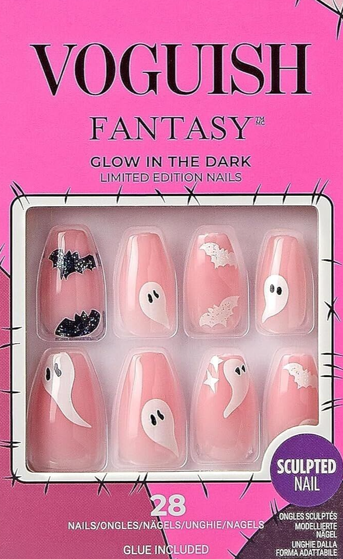 KISS VOGUISH GLUE ON FALSE NAILS MEDIUM LENGTH 28 HALLOWEEN NAILS GHOUL'S NIGHT