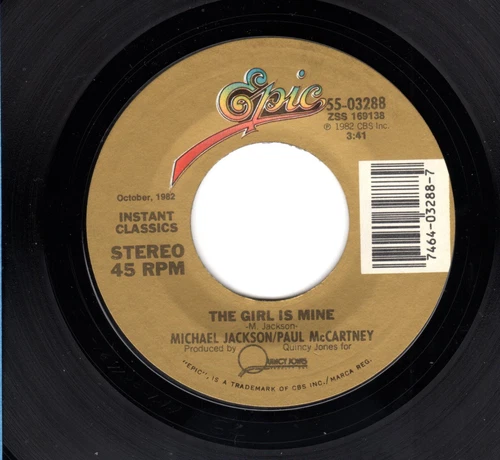 Beatles (Paul) "The Girl Is Mine" 1984 US Epic Gold Label Reissue Single